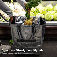 Large Capacity Trolley Bag Sturdy Construction Wheeled Shopping Bag Sturdy Body Folding Grocery Trolley for Shoppers, Travel, Moving, Outdoor Markets