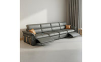 Electric Leather Sofa Bed Adjustable Headrest Power Reclining Sectional Sofa Built-in USB Port Convertible Recliner Couch with Storage