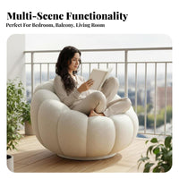 Sherpa Fleece Upholstery Pumpkindesign Sofa Chair Wide Seat Tufted Pumpkin Lounge Chair Oversized Design Accent Armchair Armless for Homeowners, Readers, Adults, Bedroom, literary reading corner, Living Room, Apartment