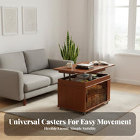 Convertible Elevating-Top Table Multi-Functional Convertible Coffee-to-Dining Table Space-Saving Living Room Furniture for Homeowners, Hosts