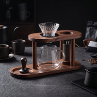 Wooden Pour-over Coffee Rack Countertop Coffee Organizer Rack Compact Storage Stand Rustic for Baristas