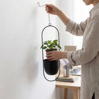 Iron Plant Pots for Indoor Plants and Flower Pots, Pack of 2 Hanging Basket with Chain, Firm Metal Craft Hanging Plant, Wall Planter Garden