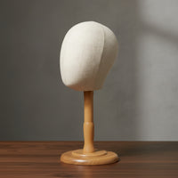 textileCovered Mannequin Head with Wooden Stand Freestanding Mannequin Head Stand Stable Sturdy for Stylists, Retail Counters