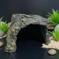 Aquatic Tank Decorations and Aquarium Decoration, Medium Resin Reptile Rock Hideout, Rock-Textured Shelter for Aquatic and Reptile Habitats