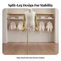 Split Leg Child Model Electroplated Arms Half Body Clothing Display Stable Metal Base Child Mannequin Torso for Retailers, Crafters, Shop Window, Home