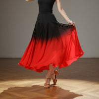 Gradient Color Swing Skirt Lightweight Long Modern Dance Skirt Breathable for Competitions