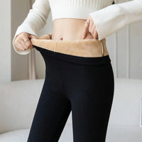 Thermal Leggings for Women with Fleece Lining for Winter Cold Weather, Soft Blend with Lace Trim Detail, Elastic Waistband