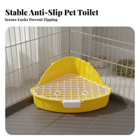Triangle Pet Toilet High Side Triangle Corner Litter Pan Spill-Resistant Hare Toilet with Grate for Guinea Pigs, Chinchillas