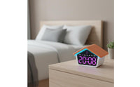 Multifunction House Shaped Alarm Timepiece Night Light Home Decor Cute Design for Office