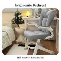 Versatile Design Padded Computer Chair Ergonomic Design Upholstered Rolling Chair Adjustable Height Office Furniture Support for Students, Home Workers, Professionals, Bedroom, Dormitory, Dorm Room, Vanity