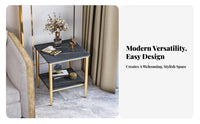 Sintered Stone Upper surfaceTier End Table Compact Size 2-Tier Console Versatile Use Household Furniture Sturdy Construction for Apartment Dwellers, Homeowners, Interior Decorators, Living Room, Bedroom, Small Areas, Hallway