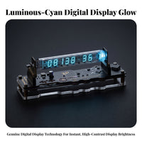 Electroluminescent Display Clock With | Cyberpunk influenced Design, Glowing Cyan-Green Readout, for computer desk