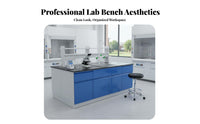 Steel Science Workbench Harsh and Alkali Resistant Scientific Lab Table with Sink Heavy Duty Science Island Bench for Scientists, School, Hospital