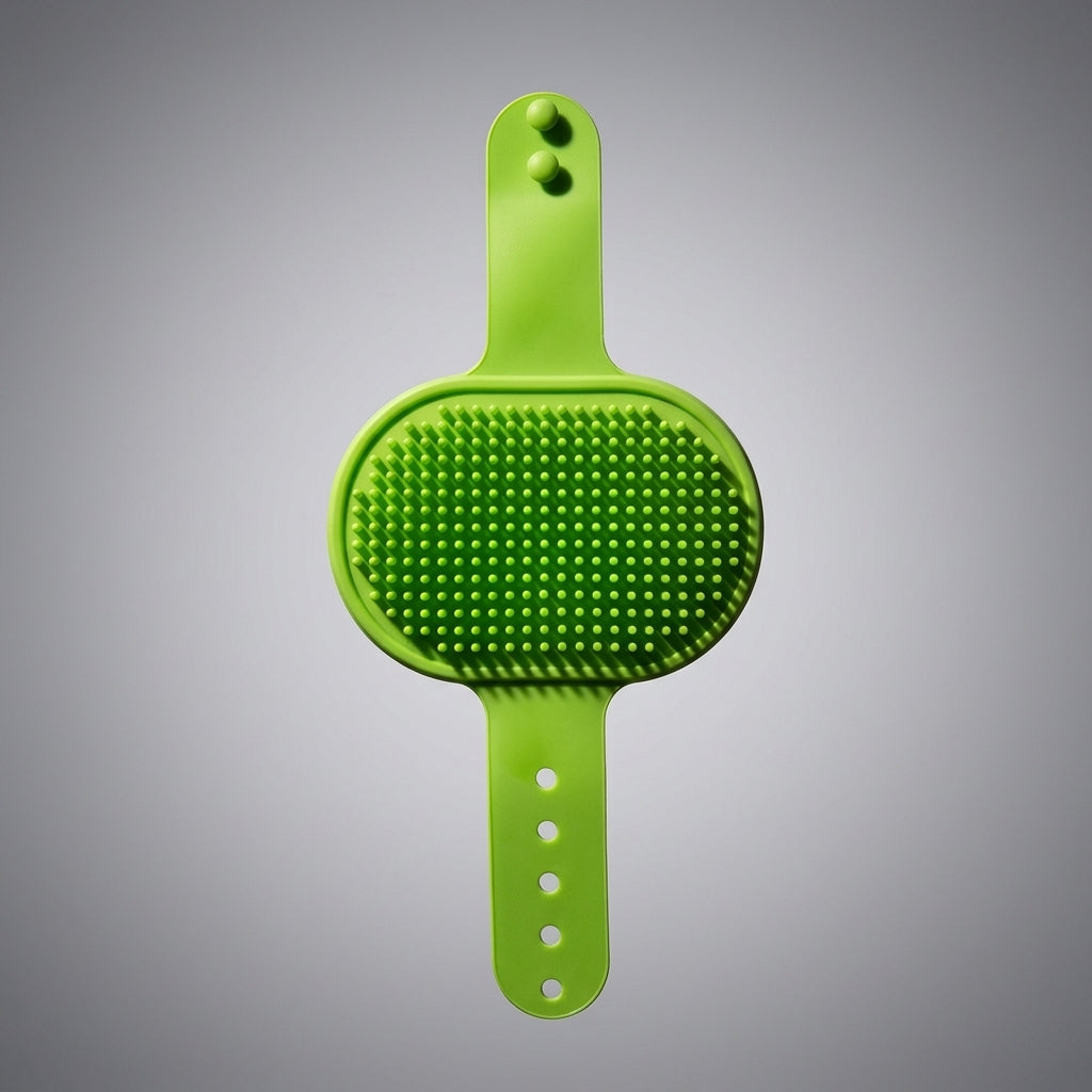 Cat Brush and Pet Hair Remover with Handle, Silicone Pet Dog Brush for Dog Accessories and Grooming, Round Head Bristles Bath Brush, 1 Pack