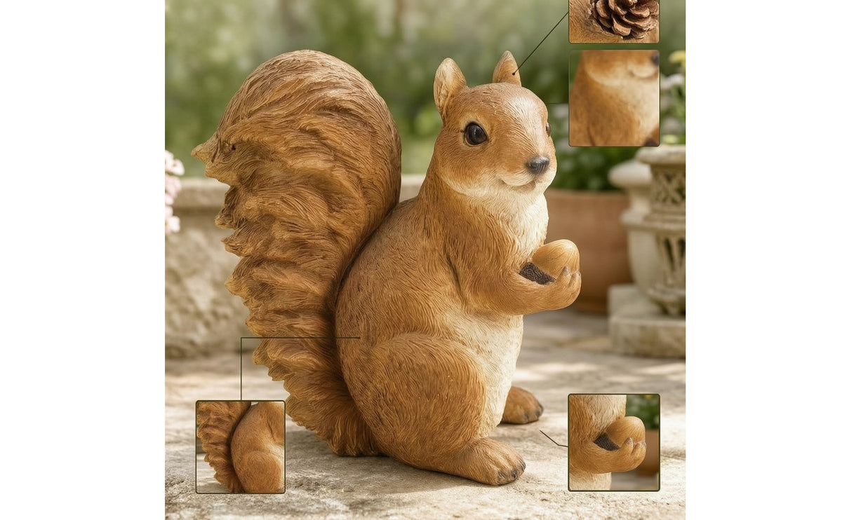 Resin Squirrel Figurine with Pinecone Woodland Squirrel Figurine with Cone Cone Carved Decor Outdoor for Gardeners, Garden, Patio, Balcony, Flower Room