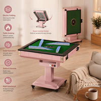 Cup Holder Electric Folding Mahjong Table Green Felt Folding Mahjong Table Foldable Game Furniture