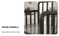 Thickened Frame Stainless Steel Tube Bench Indoor & Outdoor Use Household Furniture Rustresistant Slatted Seat sturdyDuty for Small Apartment Dwellers, Homeowners, Adults, Living Room, Balcony, Garden, Backyard