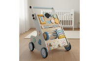 Multi-Activity Shopping Trolley Stroller Bead Maze Wooden Baby Stroller Xylophone for Toddlers, Babies, Playroom