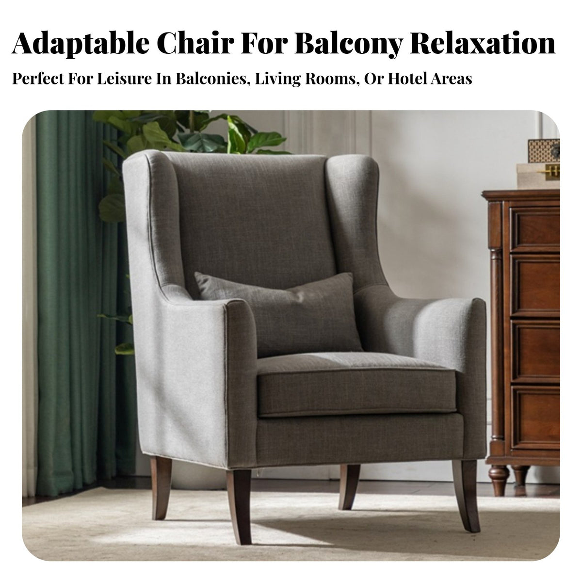 2 Pieces Matching Footrest Upholstered Armchair with Footstool Modern Elegant Design Living Room Furniture Textured Upholstery Lounge Chair long-lasting Frame for Hoteliers, Interior Designers, Homeowners, Hotel, Bedroom, Balcony, Office
