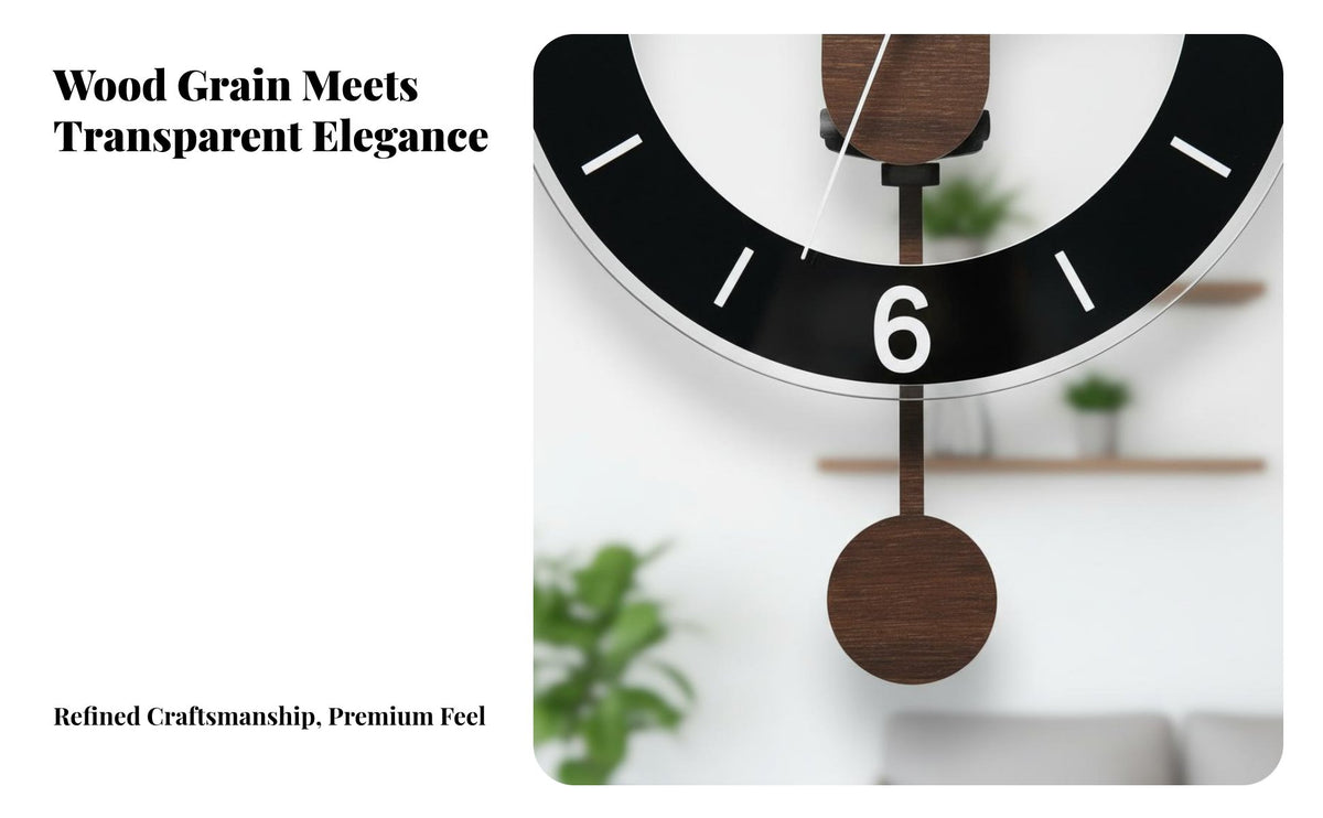 Pendulum Wall Clock Nordic Aesthetic Decorative Swinging Pendulum Clock Timekeeping Device Crystal Movement for Office