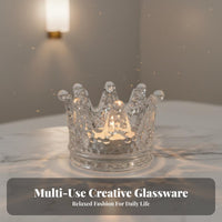 Vintage Design Glass Crown Candle Holder Multi-Functional Crown Shaped Candle Holder Elegant Design for Smokers, Vanity, Bedroom