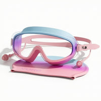 Anti-Fog Swim Goggles with Swim Cap Waterproof Eyewear Wide-View for Children, Swimmers, Beach