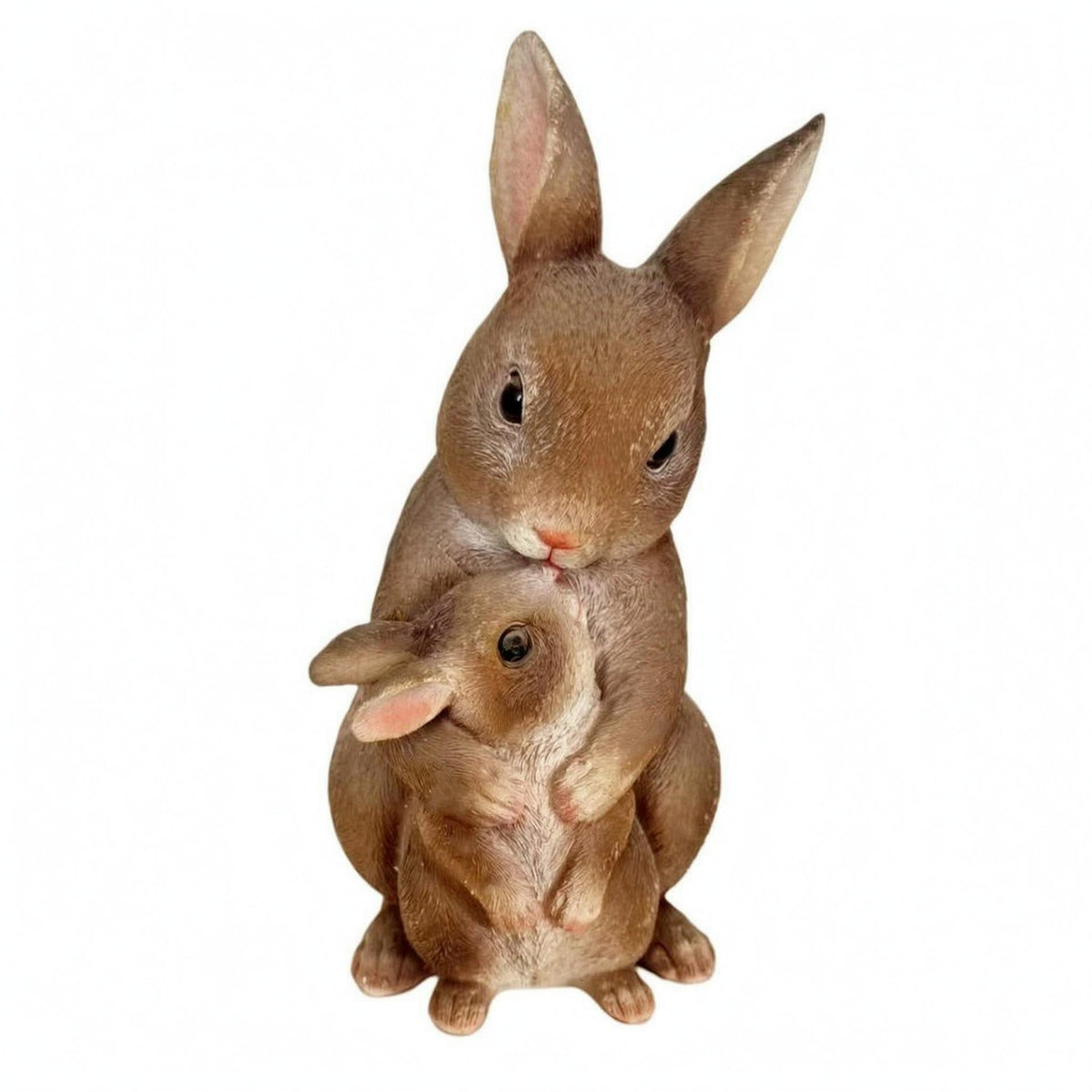 Hand-Painted Resin Rabbit Ornament Textured Rabbit Garden Statue Upright Ears Bunny Garden Ornament Glossy Eyes for Courtyard