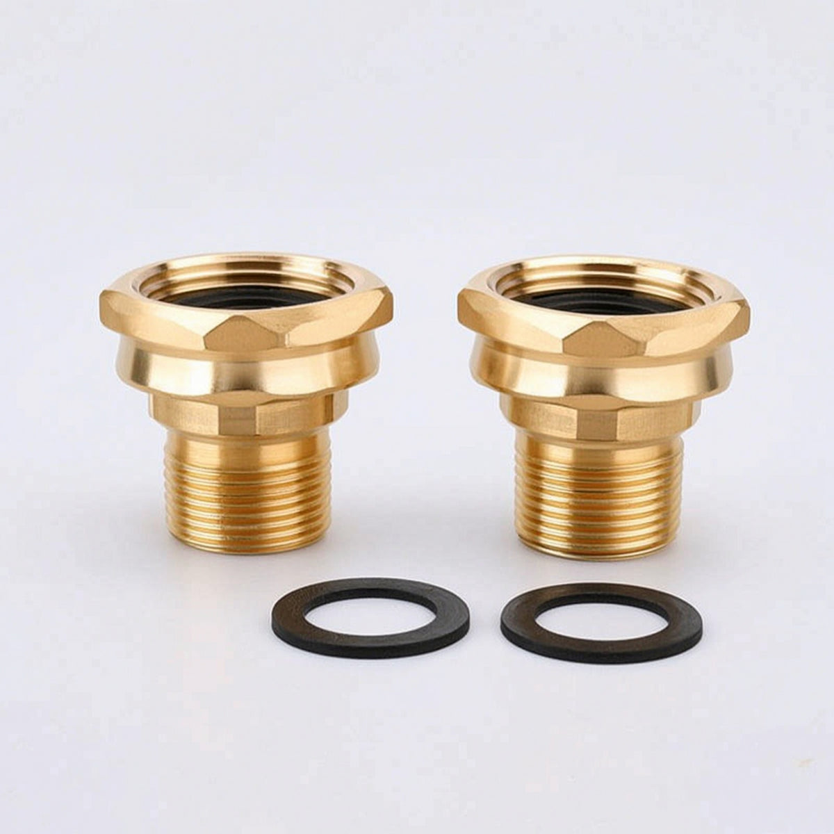 2 Pieces Leak-Leakproof Brass Garden Hose Adapter Hex-Shaped Garden Hose Adapter Threaded Female Connector Heavy Duty for Gardeners, Homeowners, Lawn Watering, Patio