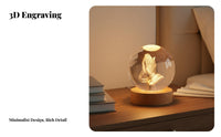 3D Engraved Crystal Ball USB Powered Three-Dimensional Crystal Ball Night Luminous Creativity Gift Christian Theme LED Lamp for Men, Home Decor