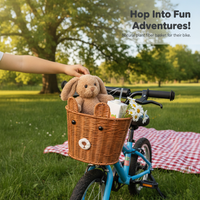 Kids' Woven Bicycle Basket - Retro Style Front Handlebar Storage for Balance Bikes & Scooters