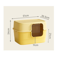 Anti-Splash Enclosed Feline Litter Box Odor Control Large Feline Litter Pan Spacious Covered Kitty Potty 2-in-1 Design for Cats, Indoor