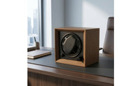 Wooden Single Watch Winder with LED Light Compact Automatic Watch Winder with LED Light Ultra-Quiet Silent for Display Shelf, Bedside Table, Office Desk