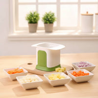 Compact Vegetable Chopper with Container Space-Saving Manual Dicer Portable Cutter Easy to Clean for Kitchen, Small Kitchens