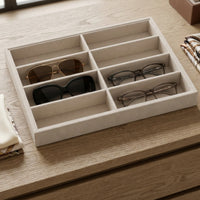 Velvet-Lined Glasses Tray with 8 Compartments Divided Eyeglasses Organizer Rectangular Eyewear Display Tray Slimline for Retailers, Dresser, Closet