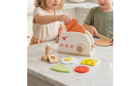 Wooden Pretend Breakfast Appliance Printed Symbols Toy Breakfast Set Smooth Painted Wooden Toy
