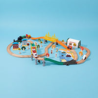 Electric Toy Train with Wooden Tracks Multiple-Piece Wooden Train Track Set DIY for Home