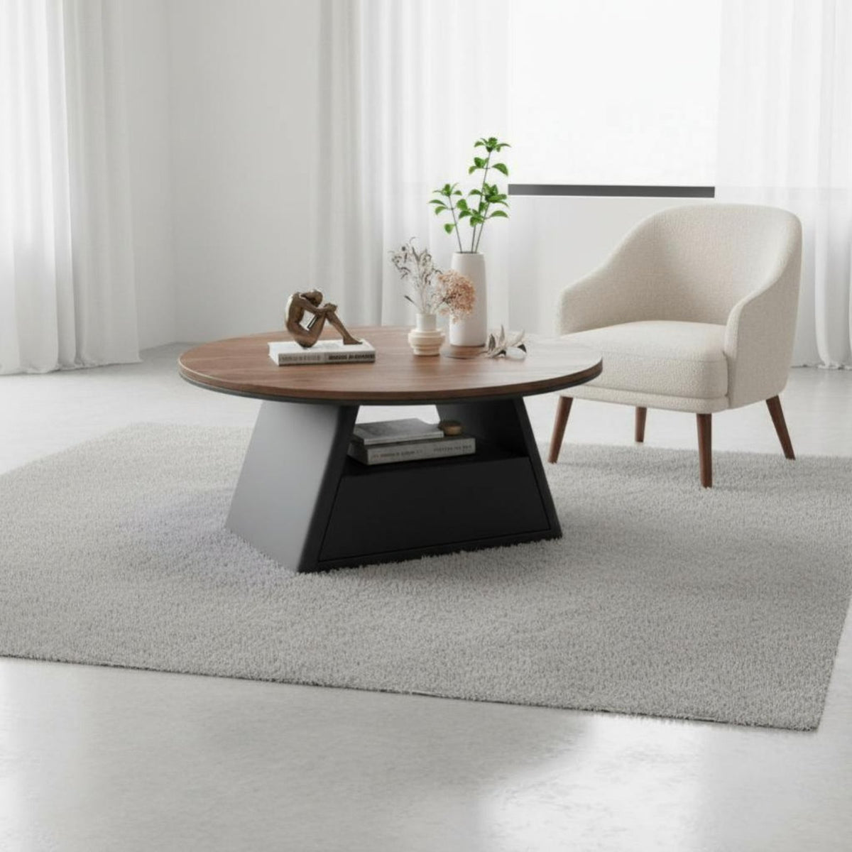 2 Pieces Minimalist Aesthetic Nesting Coffee Table Set Space Saving Accent Furniture Sturdy and Long-Lasting Household Furnishing Polished Rounded Edges for Apartment Dwellers, Design Enthusiasts, Homeowners