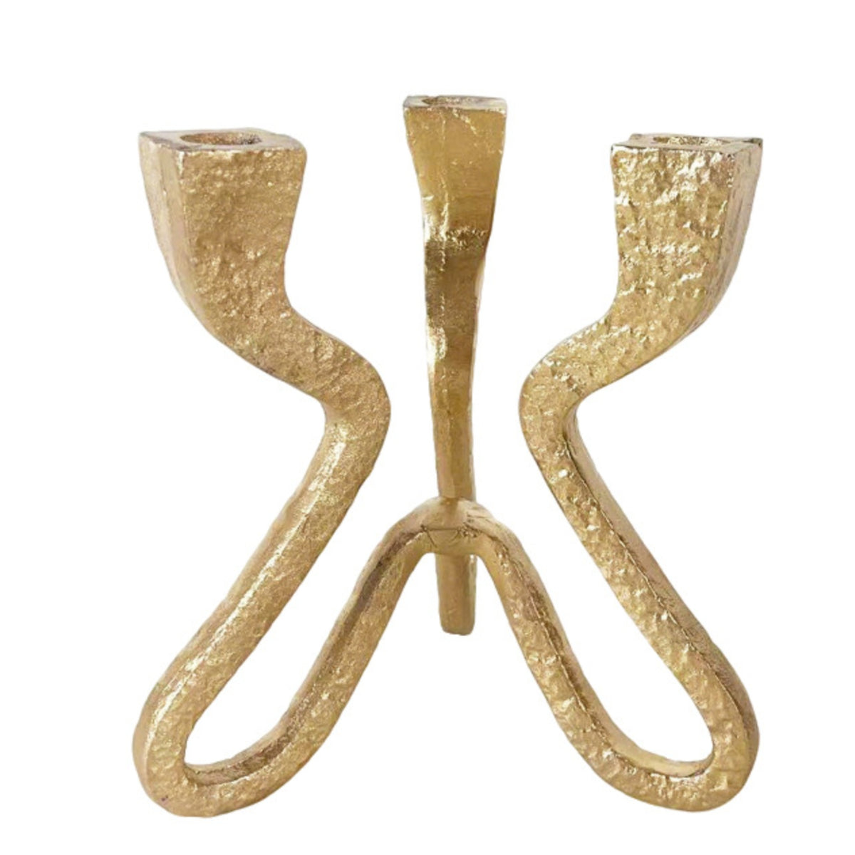 Three-Prong Candle Holder Nordic-Style Geometric Candle Holder Metal-Look Sculpture for Entryway Console