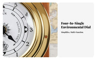 4 Pieces Pressure Gauge Thermometer Hygrometer Clock Set Wall Mount Pressure Gauge Thermometer Hygrometer Clock Oceanic Climate