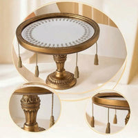 Mirrored Pedestal Tray Embossed Display Riser with Mirrored Surface Reflective Mirror Display Riser for Photo Setup