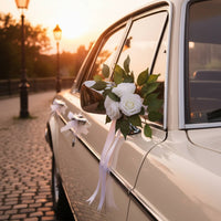 Bridal Car Flower Set Handmade Vehicle Decor Photo-Ready for Brides