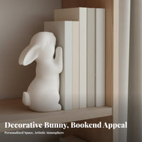 2 Pieces Ceramic Hare Bookend Nordic Design Hare Bookend Minimalist Bunny Book Holder for Home Stylists, Students, Study Room, Bookshelf, Bedroom