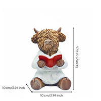 Valentine's Day Gift Highland Cow Statue Charming Design Resin Cattle Ornament Resin Cattle Sculpture for Girlfriend, Boyfriend, Office Desk, Living Room, Bedroom, Bookshelf