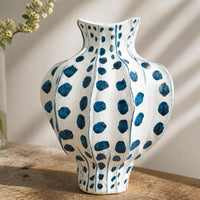 Blue Willow Ceramic Vase Luxury Home Decor Living Room Entrance Retro Flower Arranger