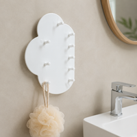 Cloud Wall Hanger, White Double Hook for Bathroom, 7.5x14.5x1.5 cm, Supports 3 kg