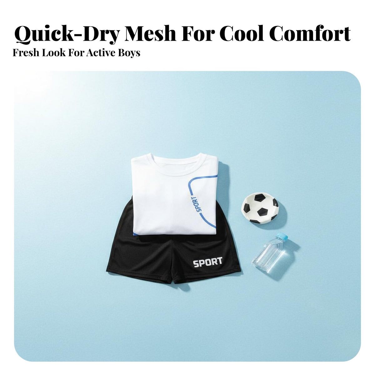 2 Pieces Boys 2 Piece Shorts Set Summer Comfort Textile Material Kids Quick Dry T-Shirt and Shorts Breathable Boys Athletic Outfit for Daily Wear