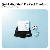 2 Pieces Boys 2 Piece Shorts Set Summer Comfort Textile Material Kids Quick Dry T-Shirt and Shorts Breathable Boys Athletic Outfit for Daily Wear