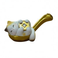 Spoon Ornament Glossy Cat Figurine Cute Gilded Cat Decor