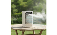 Compact Mini Evaporative Air Cooler Humidifying Desktop Cooler with Water Tank Rechargeable Mist Fan with Digital Display Quiet for Office Workers, Study Desk