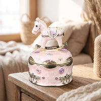 Horse Trinket Box Embossed Jewelry Box with Horse Decorative Gift for Dresser, Vanity